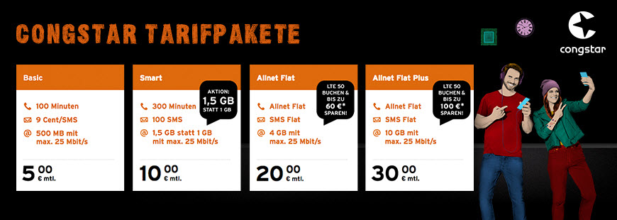 Tariftipp – congstar Aktion: LTE 50 Option buchen und bis zu 100 Euro Wechselbonus sichern