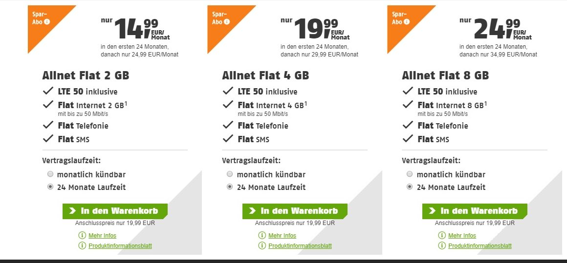 LTE Aktionsangebot bei klarmobil.de – 24 Monate LTE 50 Option ohne Mehrkosten zu allen Allnet Flat Tarifen