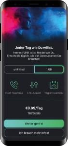 freenet FUNK - Der flexible täglich kündbare und pausierbare Handytarif von Freenet - Die App-Benutzer-Oberfläche