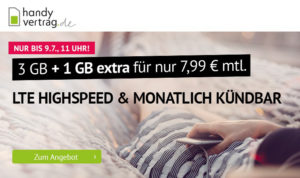 Sommerhit bei handyvertrag.de - 4 GB LTE Allnetflat Handytarif für nur 7,99 Euro