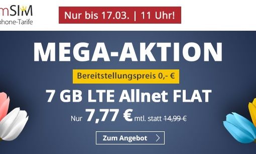 Mega Aktion zum Frühling bei PremiumSIM – 7 GB LTE Handyvertrag für nur 7,77 Euro monatlich