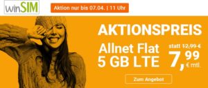 Spartipp – Knapp 40 Prozent Rabatt für LTE-Handytarif von winSIM