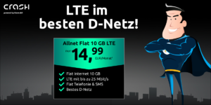 Tariftipp: Crash-Deal - Günstiger 10 GB Allnet Flat Handyvertrag im Telekom D1-Netz zum Sparpreis für nur 14,99 Euro
