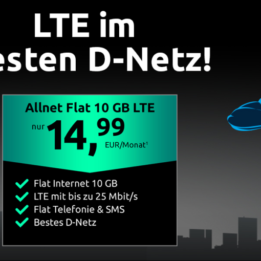 Tariftipp: Crash-Deal - Günstiger 10 GB Allnet Flat Handyvertrag im Telekom D1-Netz für nur 14,99 Euro