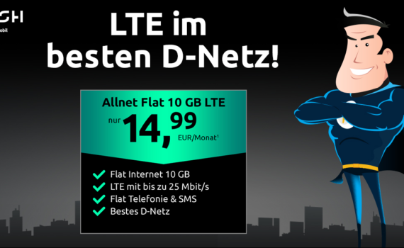 Tariftipp: Crash-Deal - Günstiger 10 GB Allnet Flat Handyvertrag im Telekom D1-Netz für nur 14,99 Euro
