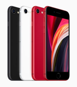 Das neue Apple iPhone SE in den Farben Schwarz, Weiß und PRODUCT RED