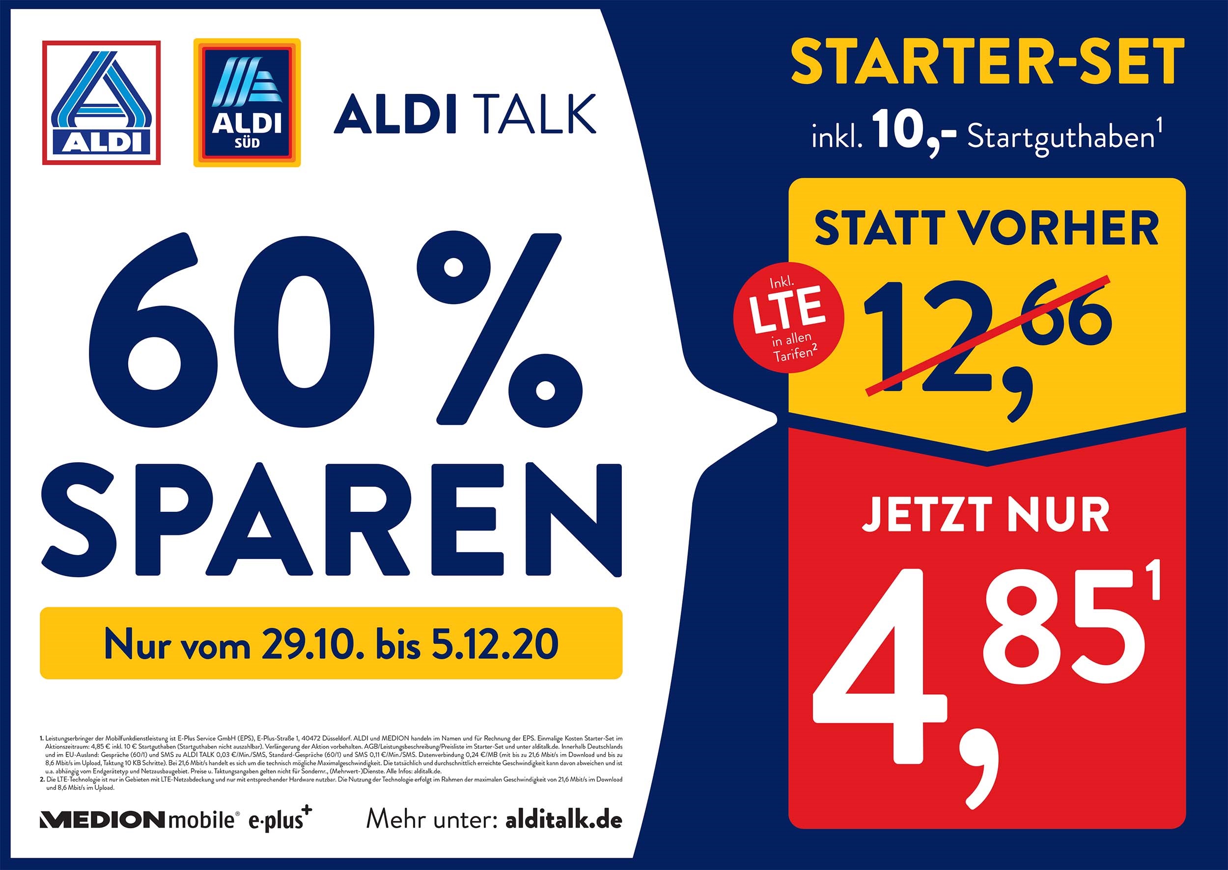 60 Prozent sparen: ALDI TALK Starter-Set zum Aktionspreis