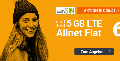 winSIM mit neuen Aktionstarifen – 5 GB für 6,99 Euro monatlich