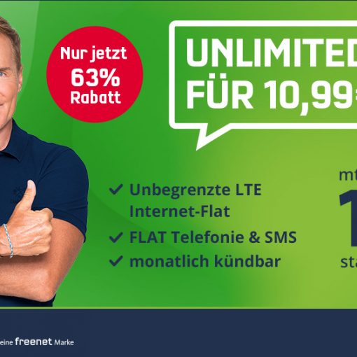 Tariftipp - mobilcom-debitel O2 Free Unlimited Basic mit 63 Prozent Rabatt