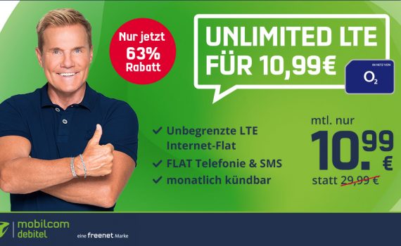 Tariftipp - mobilcom-debitel O2 Free Unlimited Basic mit 63 Prozent Rabatt