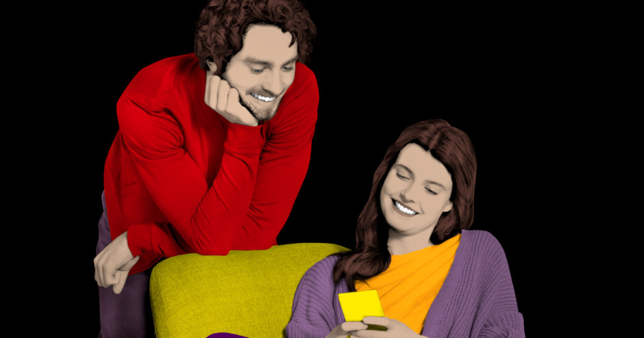 Mann und Frau - Frau mit Smartphone