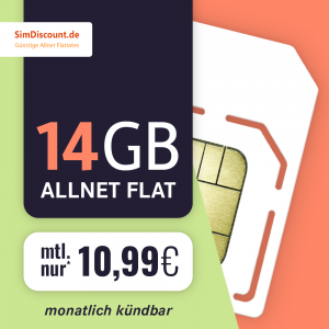 SimDiscount Allnet Flat 14GB für nur 10,99 Euro im Monat