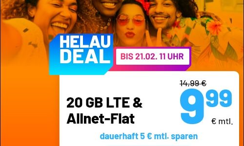 Tariftipp: Fastnacht-Deal Angebote bei sim.de: Günstige LTE Allnetflat-Handytarife ab 10 GB für nur 6,99 Euro bis 50 GB für nur 19,99 Euro monatlich