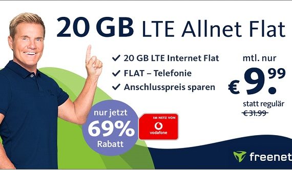 20 GB LTE Vodafone D2 Allnet Flat Handytarif für nur 9,99 Euro monatlich