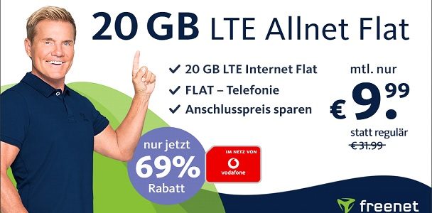 20 GB LTE Vodafone D2 Allnet Flat Handytarif für nur 9,99 Euro monatlich