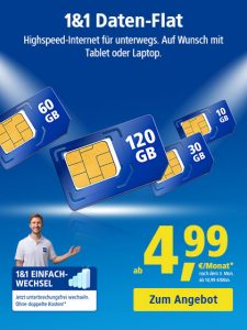 1und1 Daten-Flat - Flexibles Highspeed-Internet für unterwegs